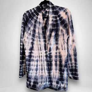 SPIRIT JERSEY BLUE & WHITE TIE DYE JACKET COVER UP BEAUTIFUL COLORS LARGE NWOT